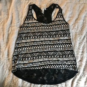 AMBIANCE APPAREL Tribal Tank Top w/ Floral Lace